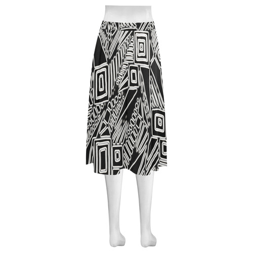 Optical Illusion, Black and White Art Mnemosyne Women's Crepe Skirt (Model D16)