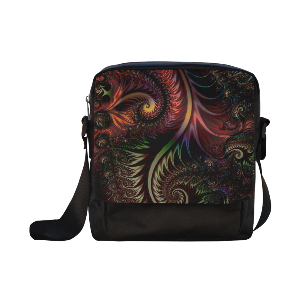 fractal pattern with dots and waves Crossbody Nylon Bags (Model 1633)