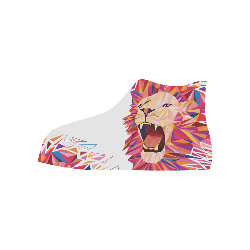 lion roaring polygon triangles High Top Canvas Shoes for Kid (Model 017)