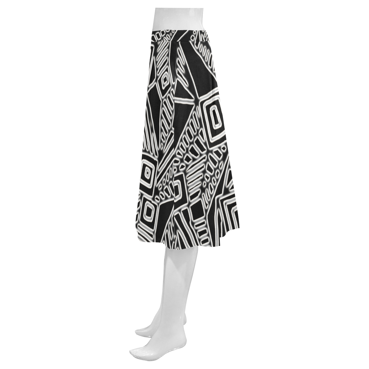 Optical Illusion, Black and White Art Mnemosyne Women's Crepe Skirt (Model D16)