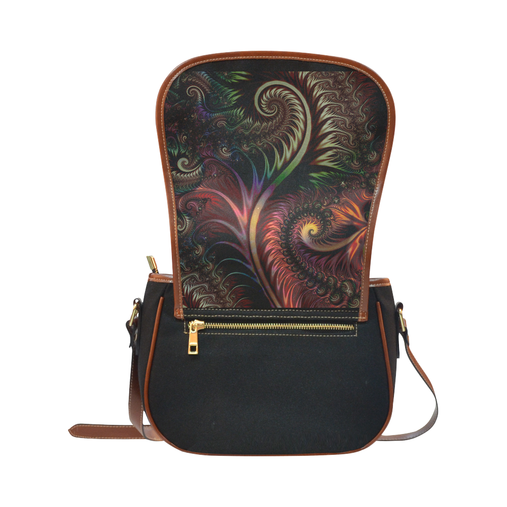 fractal pattern with dots and waves Saddle Bag/Small (Model 1649)(Flap Customization)