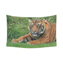 Beautiful Young Tiger Green Grass Cotton Linen Wall Tapestry 90"x 60"