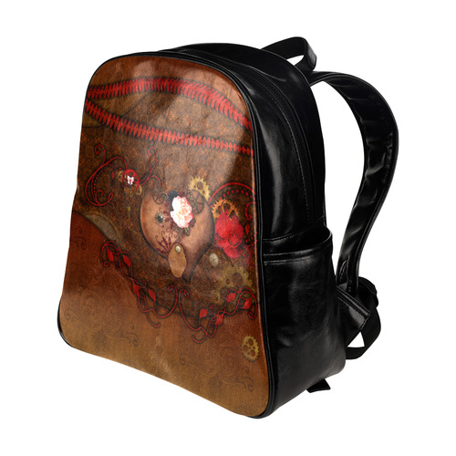 Steampunk heart with roses, valentines Multi-Pockets Backpack (Model 1636)