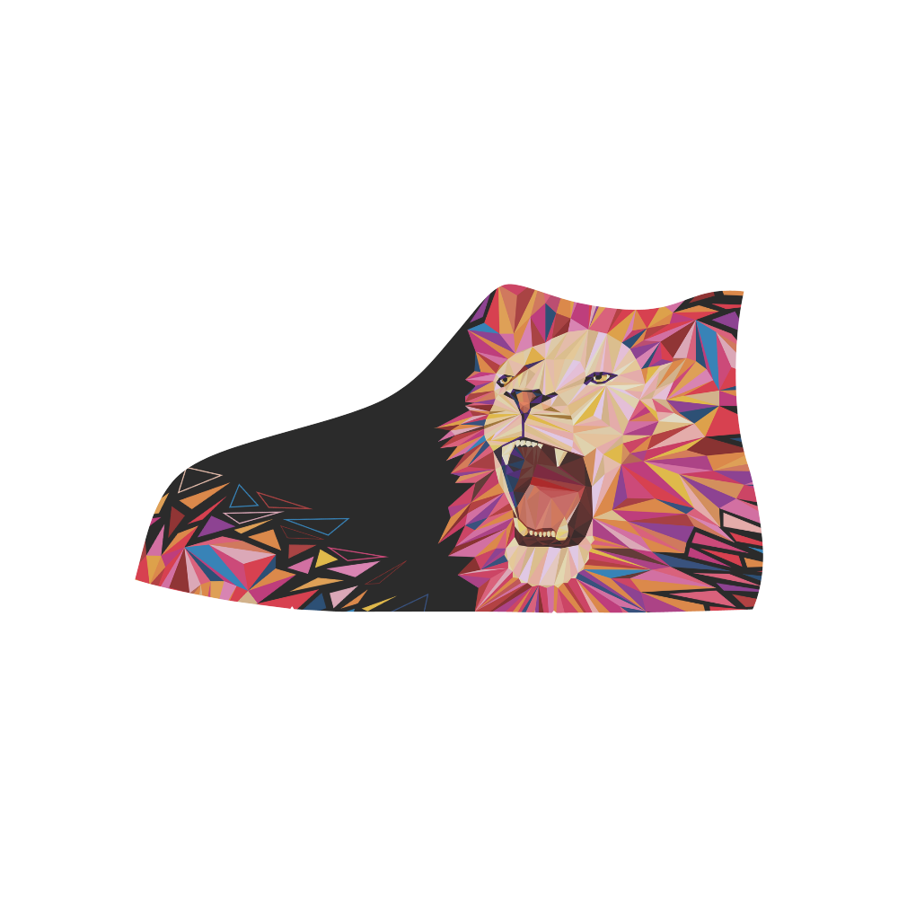 lion roaring polygon triangles High Top Canvas Shoes for Kid (Model 017)