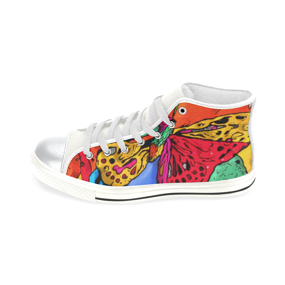 Butterfly by Nico bielow High Top Canvas Shoes for Kid (Model 017)