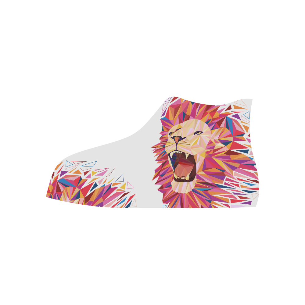 lion roaring polygon triangles High Top Canvas Shoes for Kid (Model 017)