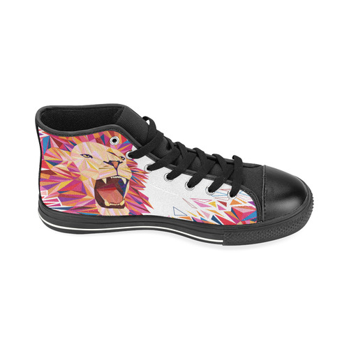 lion roaring polygon triangles High Top Canvas Shoes for Kid (Model 017)