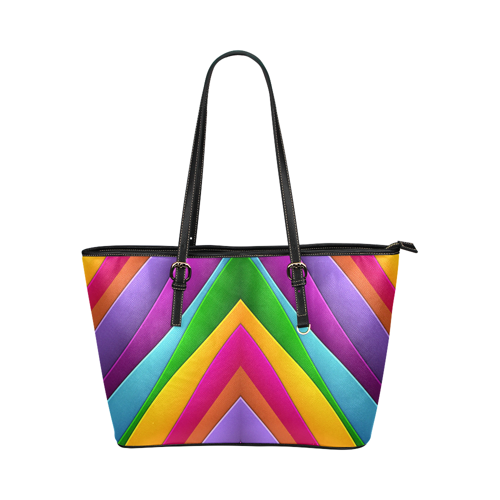 Colorful Pyramid Leather Tote Bag/Large (Model 1651)