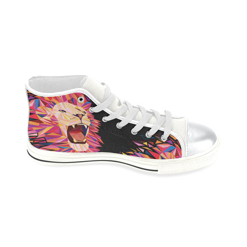 lion roaring polygon triangles High Top Canvas Shoes for Kid (Model 017)