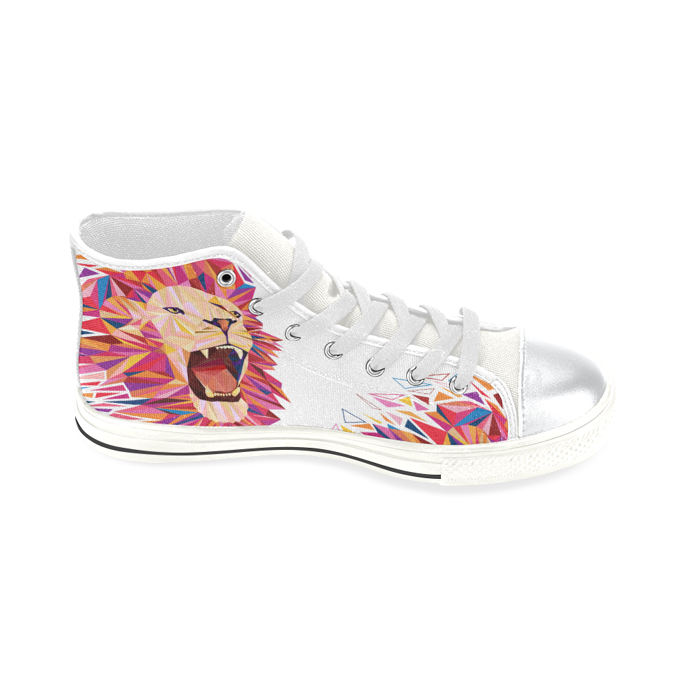 lion roaring polygon triangles High Top Canvas Shoes for Kid (Model 017)