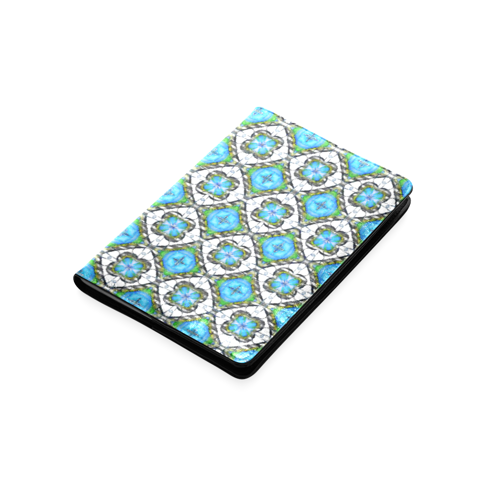 Azure Blue Green and White Floral Custom NoteBook A5