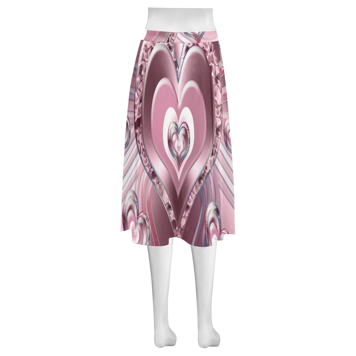 River Flowing Hearts Mnemosyne Women's Crepe Skirt (Model D16)