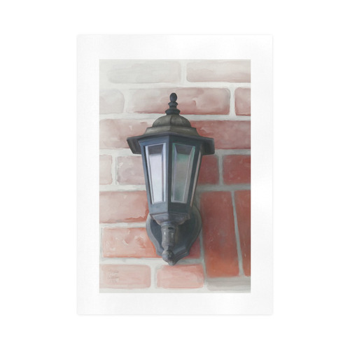 Lamp on red brick, watercolor Art Print 16‘’x23‘’