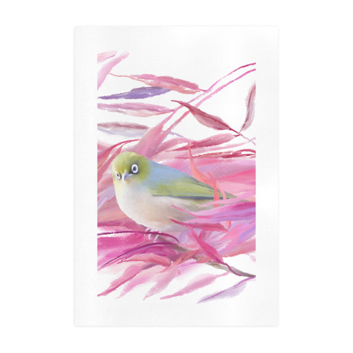 Cute little SilverEye, angry bird watercolor Art Print 19‘’x28‘’