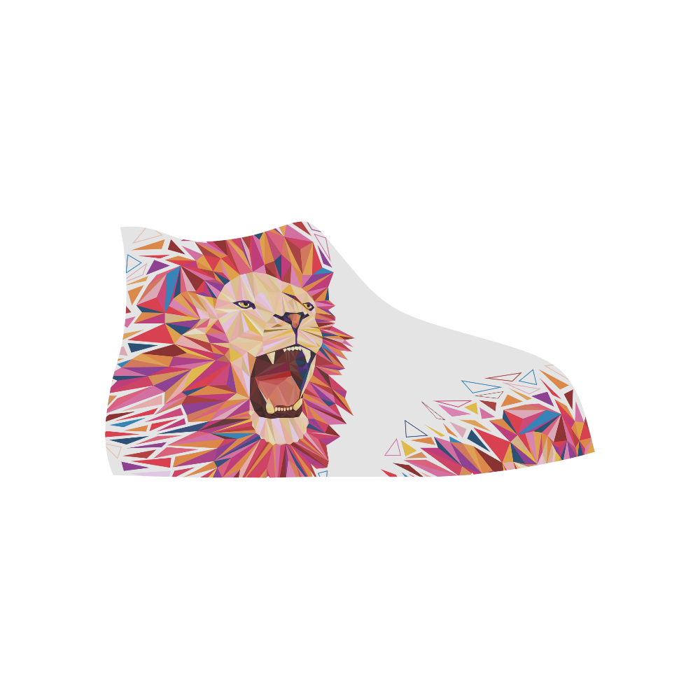 lion roaring polygon triangles High Top Canvas Shoes for Kid (Model 017)