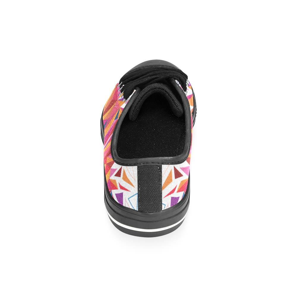 polygon geometric pattern Low Top Canvas Shoes for Kid (Model 018)