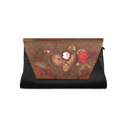 Steampunk heart with roses, valentines Clutch Bag (Model 1630)