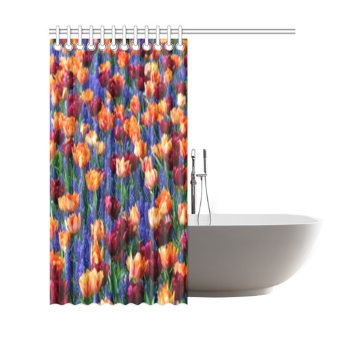 Colorful Tulips and Purple Hyacinth Shower Curtain 69"x72"