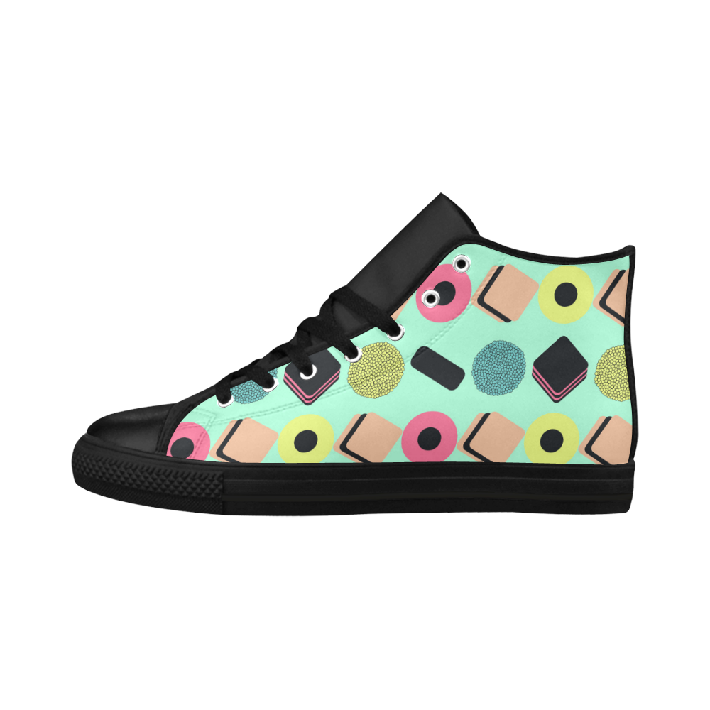 Liquorice Candy Mix Aquila High Top Microfiber Leather Women's Shoes/Large Size (Model 032)