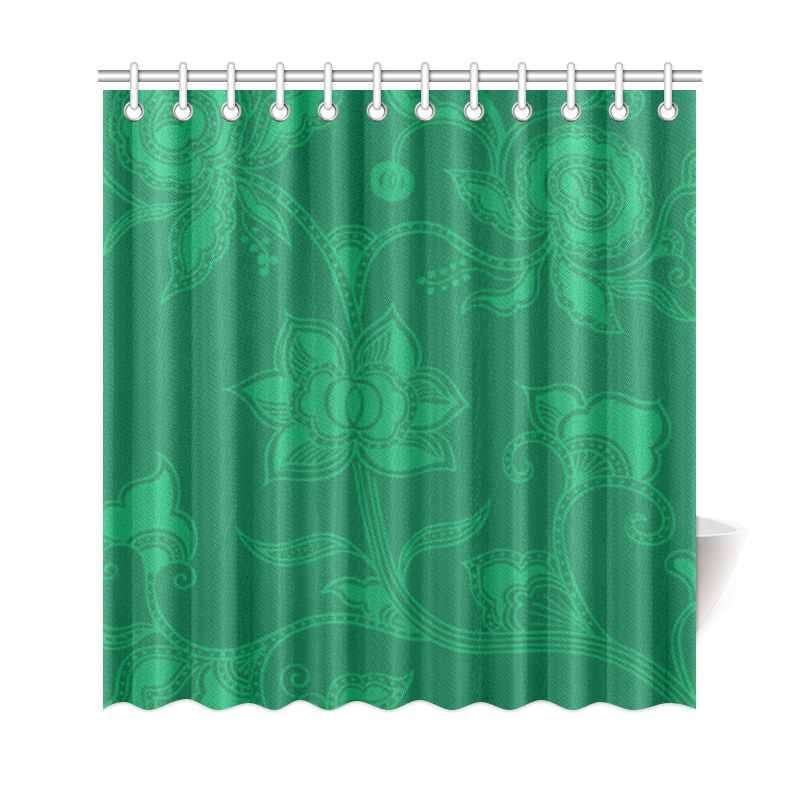 Vintage Floral Green Shower Curtain 69"x72"