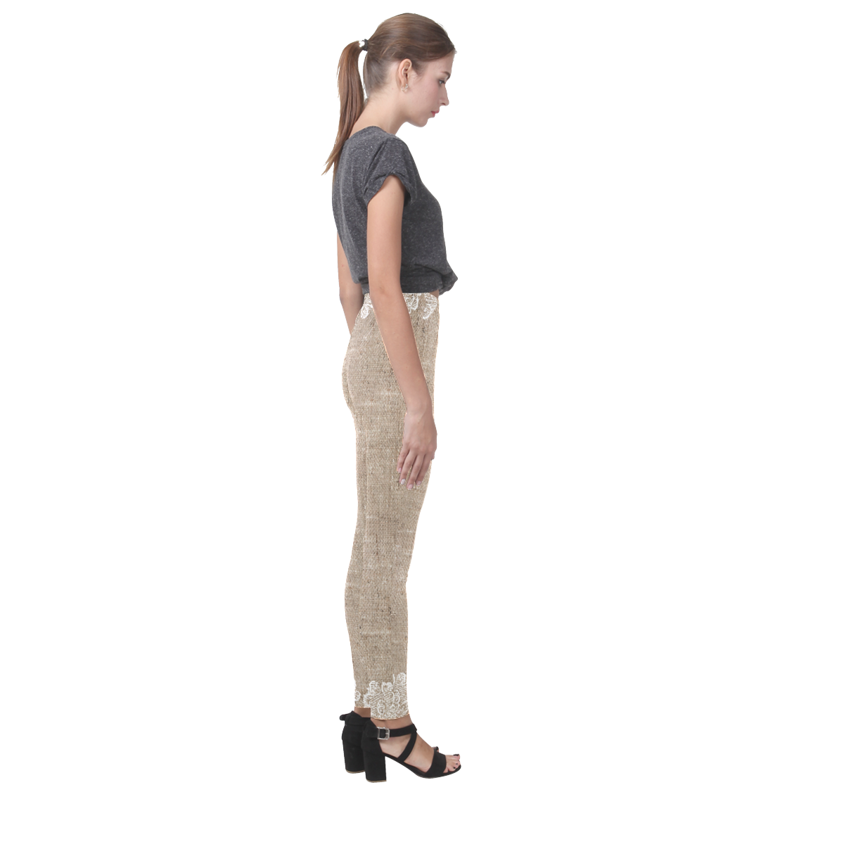 Burlap and Lace Cassandra Women's Leggings (Model L01)