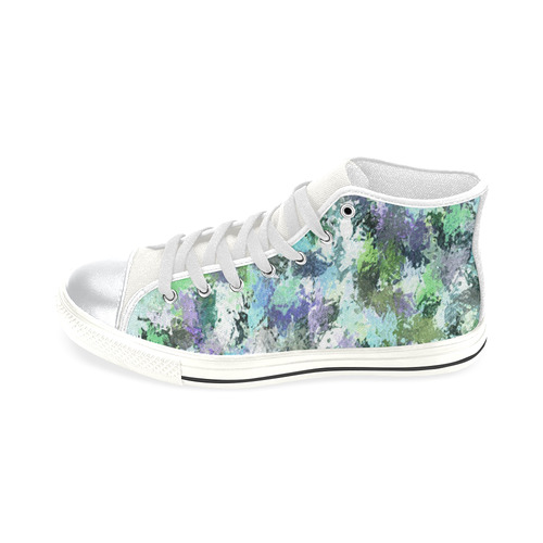 Green Paint Splatter High Top Canvas Shoes for Kid (Model 017)