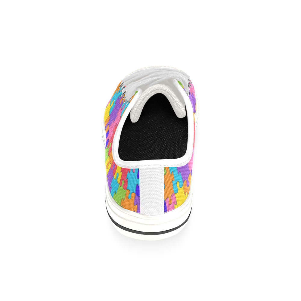 Multicolored Jigsaw Puzzle Low Top Canvas Shoes for Kid (Model 018)