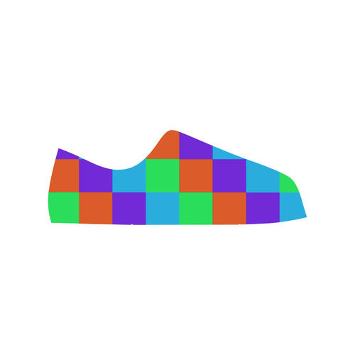 Multicolored Squares 5 Low Top Canvas Shoes for Kid (Model 018)