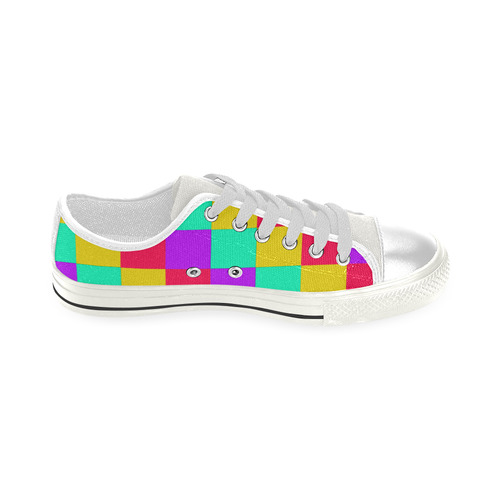Multicolored Squares 3 Low Top Canvas Shoes for Kid (Model 018)