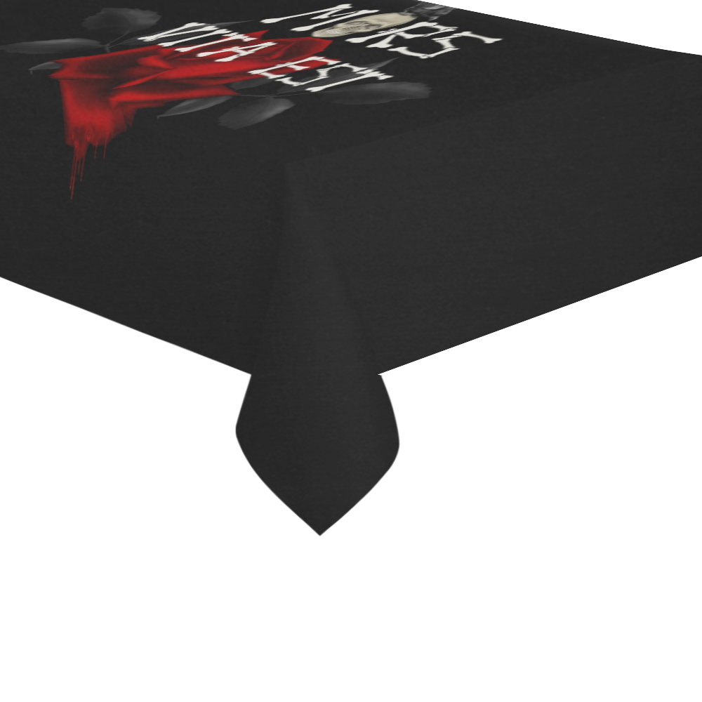 Gothic Skull With Rose and Raven Cotton Linen Tablecloth 60"x 104"