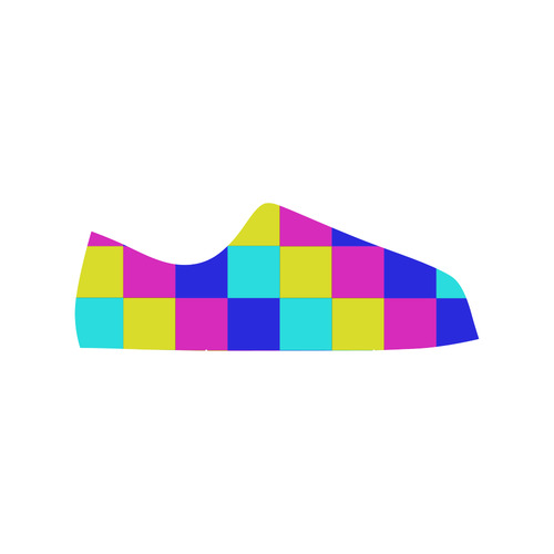 Multicolored Squares 4 Low Top Canvas Shoes for Kid (Model 018)