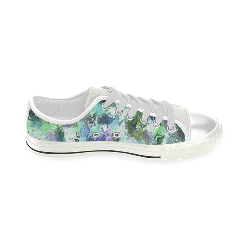 Green Paint Splatter Low Top Canvas Shoes for Kid (Model 018)