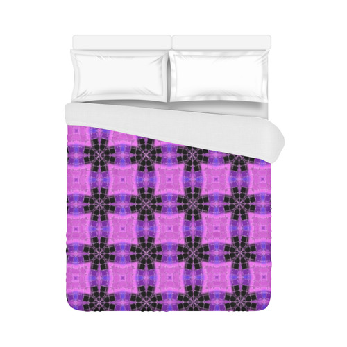 Purple and Black Geometric Pattern Duvet Cover 86"x70" ( All-over-print)