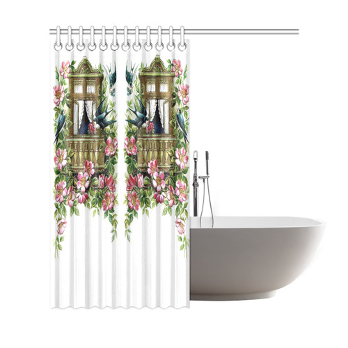 Vintage Birds and Flowers 2 Shower Curtain 69"x72"