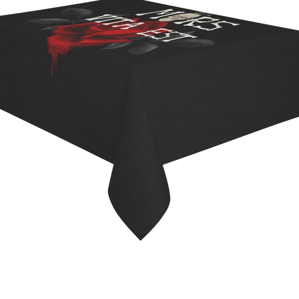 Gothic Skull With Rose and Raven Cotton Linen Tablecloth 60"x 84"