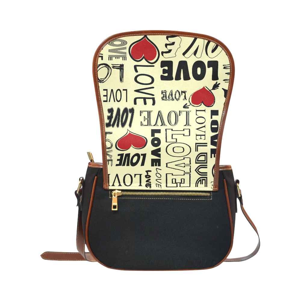 Love text design Saddle Bag/Small (Model 1649)(Flap Customization)