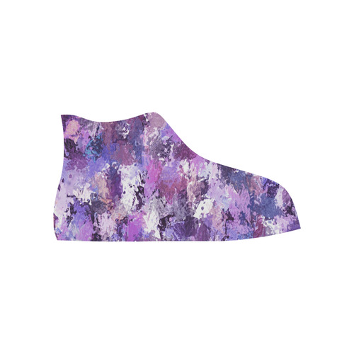 Purple Paint Splatter High Top Canvas Shoes for Kid (Model 017)