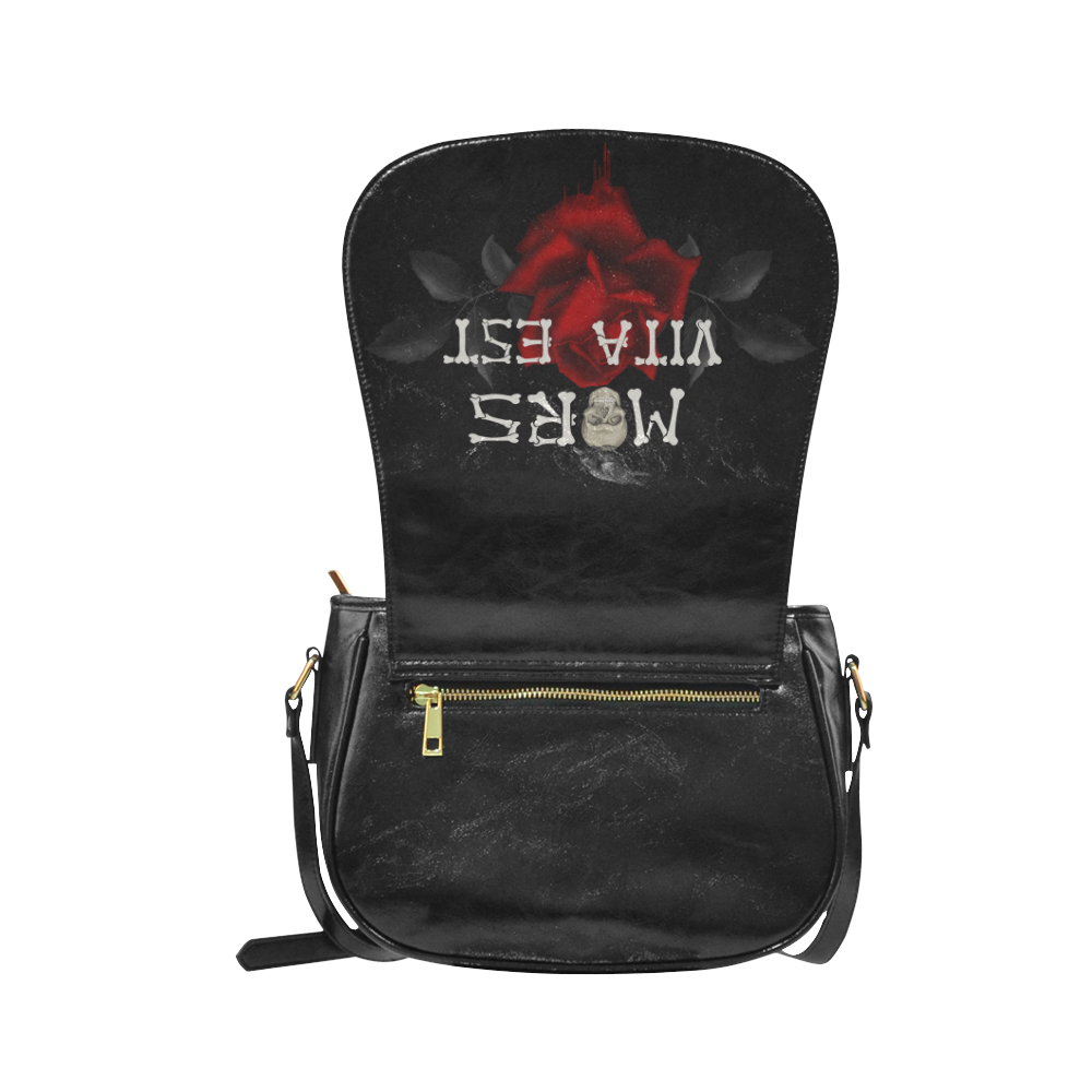 Gothic Skull With Rose and Raven Classic Saddle Bag/Large (Model 1648)