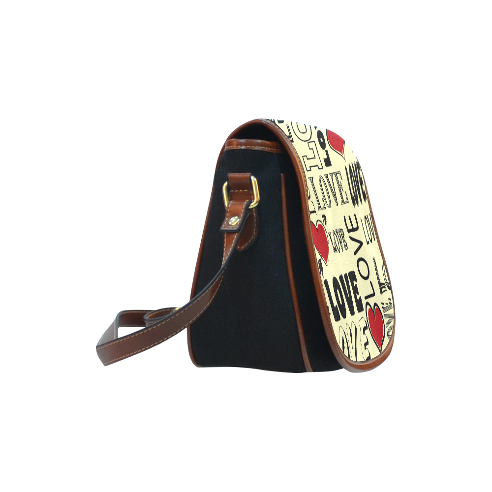 Love text design Saddle Bag/Small (Model 1649)(Flap Customization)