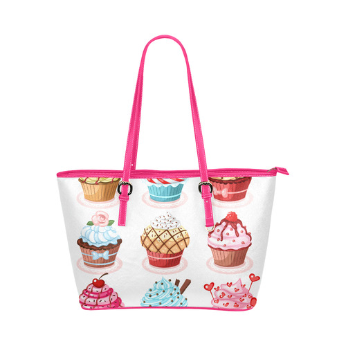 8_Cupcakes1-01 Leather Tote Bag/Large (Model 1651)