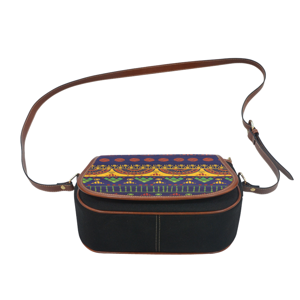 African Tribal Pattern Saddle Bag/Small (Model 1649)(Flap Customization)