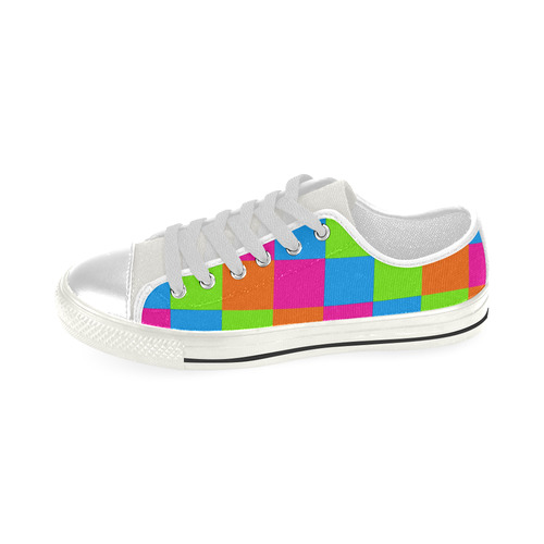 Multicolored Squares 2 Low Top Canvas Shoes for Kid (Model 018)