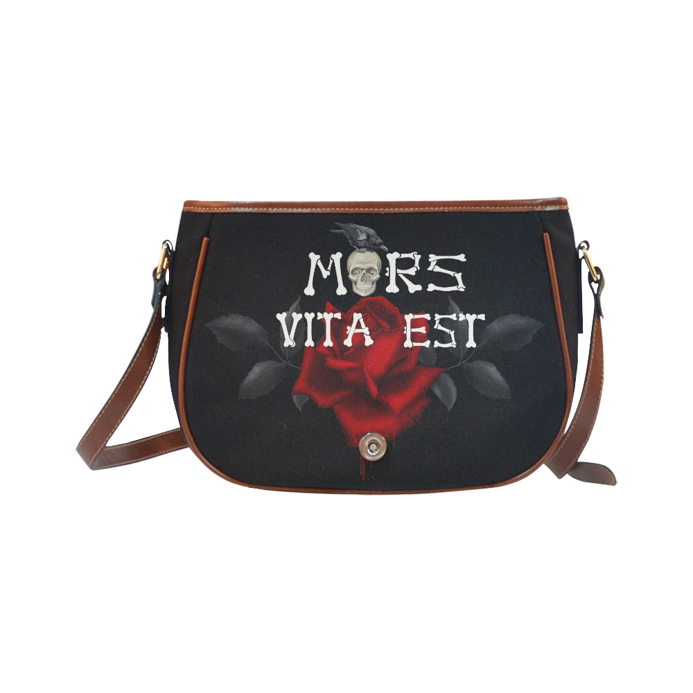 Gothic Skull With Rose and Raven Saddle Bag/Small (Model 1649) Full Customization