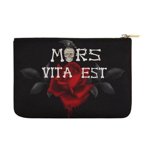 Gothic Skull With Rose and Raven Carry-All Pouch 12.5''x8.5''