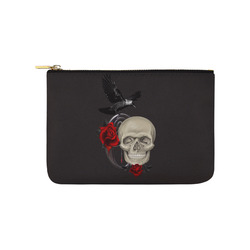Gothic Skull With Raven And Roses Carry-All Pouch 9.5''x6''