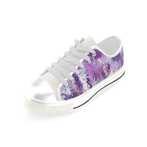 Purple Paint Splatter Low Top Canvas Shoes for Kid (Model 018)