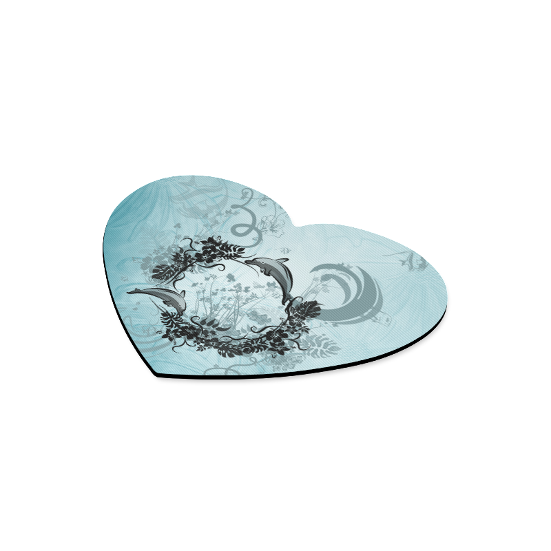 Jumping dolphin with flowers Heart-shaped Mousepad
