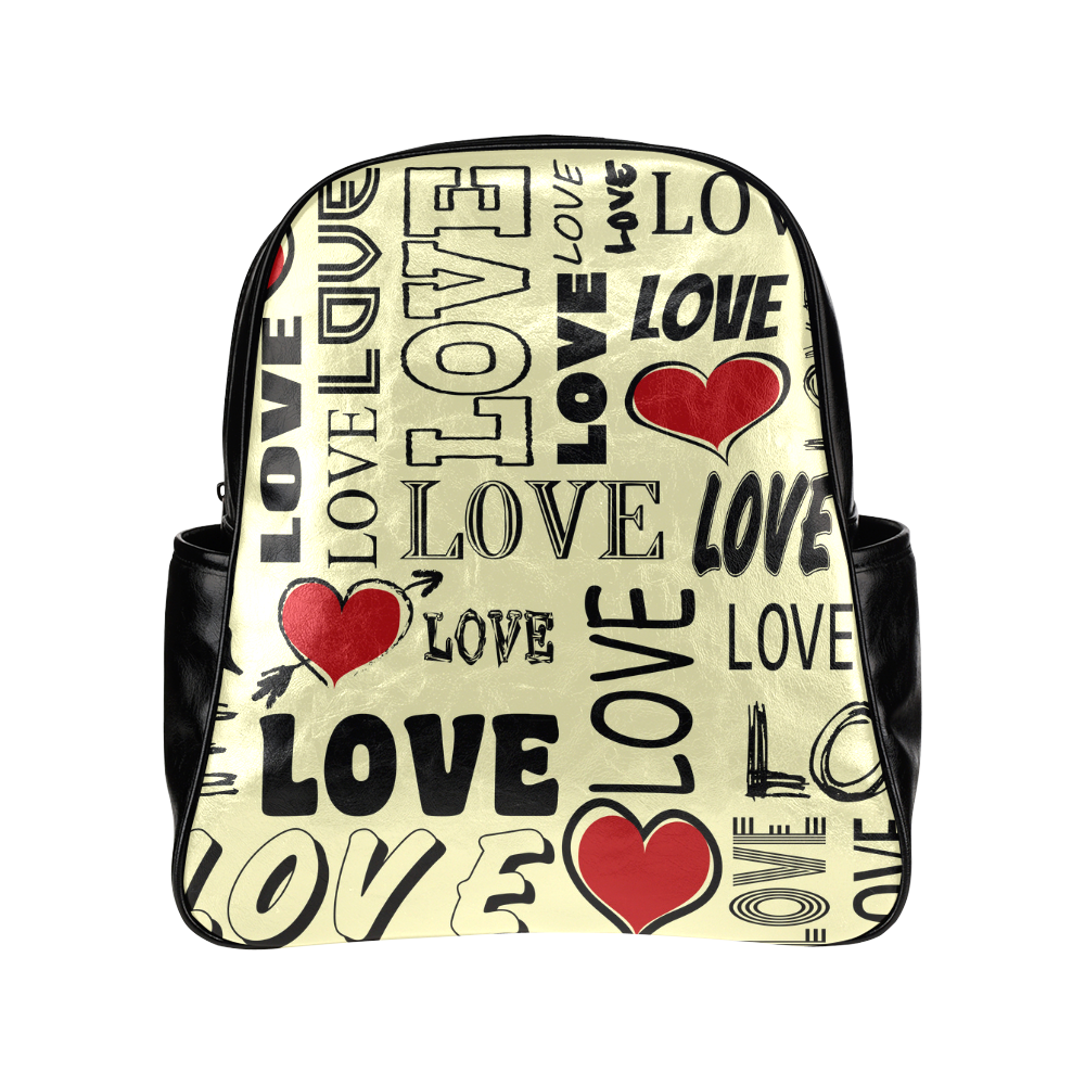 Love text design Multi-Pockets Backpack (Model 1636)