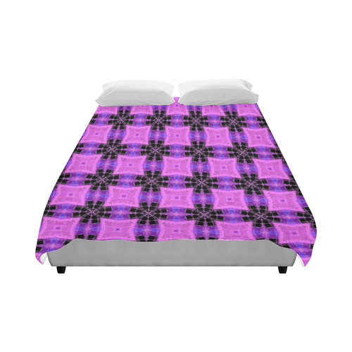 Purple and Black Geometric Pattern Duvet Cover 86"x70" ( All-over-print)