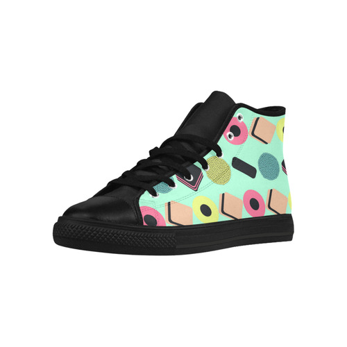 Liquorice Candy Mix Aquila High Top Microfiber Leather Women's Shoes/Large Size (Model 032)